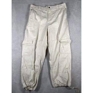 Old Navy Cargo Barrel Leg Ankle Pants Women's Large Beige Cozy Cashmere Utility